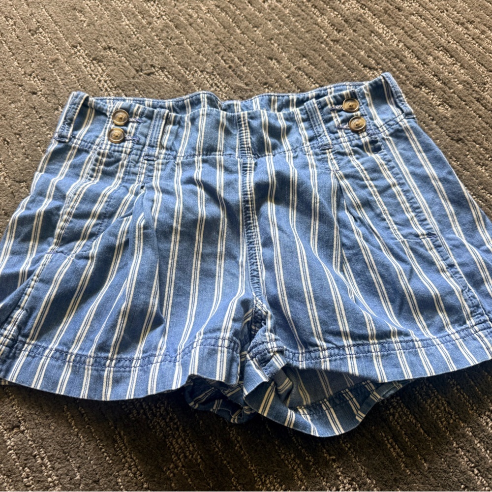 American Eagle Outfitters Blue Striped High Waist Women's Shorts